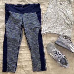 Athleta blue and yellow capri pants